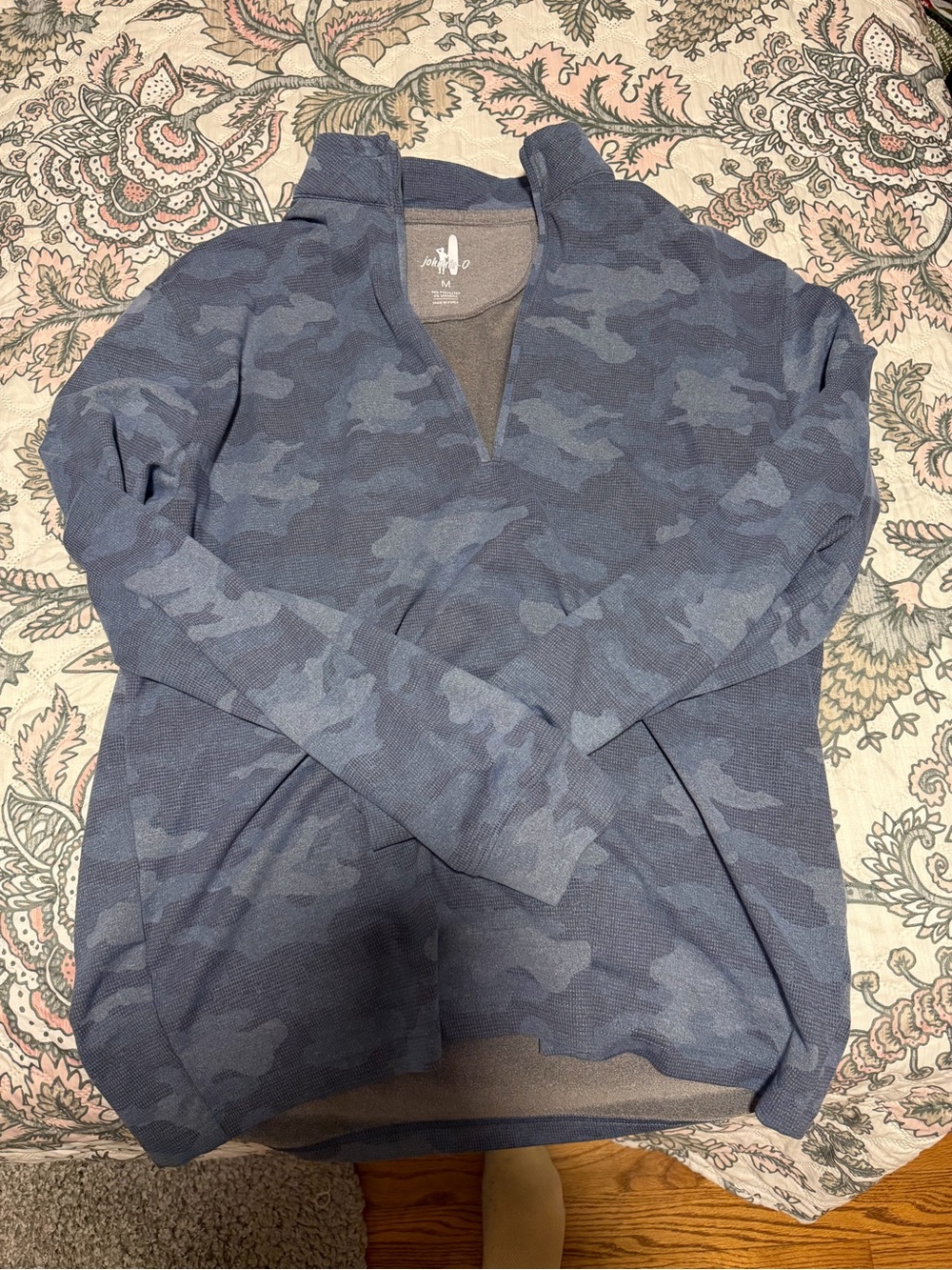 johnnie-O Men's Blue Camo Performance Quarter-Zip Jacket